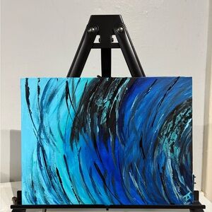 Abstract Blue and Black Canvas Art